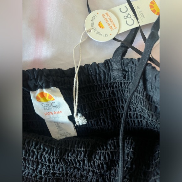 NWT C&C California RUFFLE LINEN CROP TOP - Picture 2 of 4